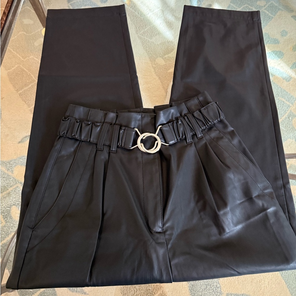 Derek Lam 10 Crosby | Atto Belted
Paperbag Faux Leather Wide Leg Pants | Size 8